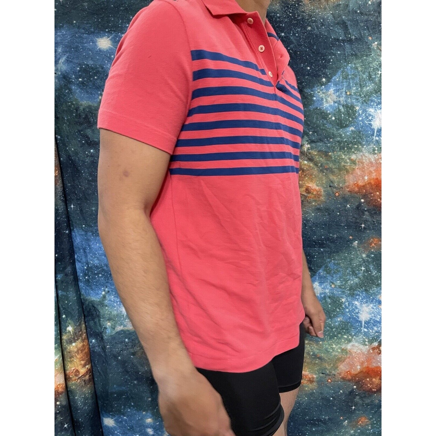 Men’s Nautica Medium Pink/Blue Striped Short Sleeve