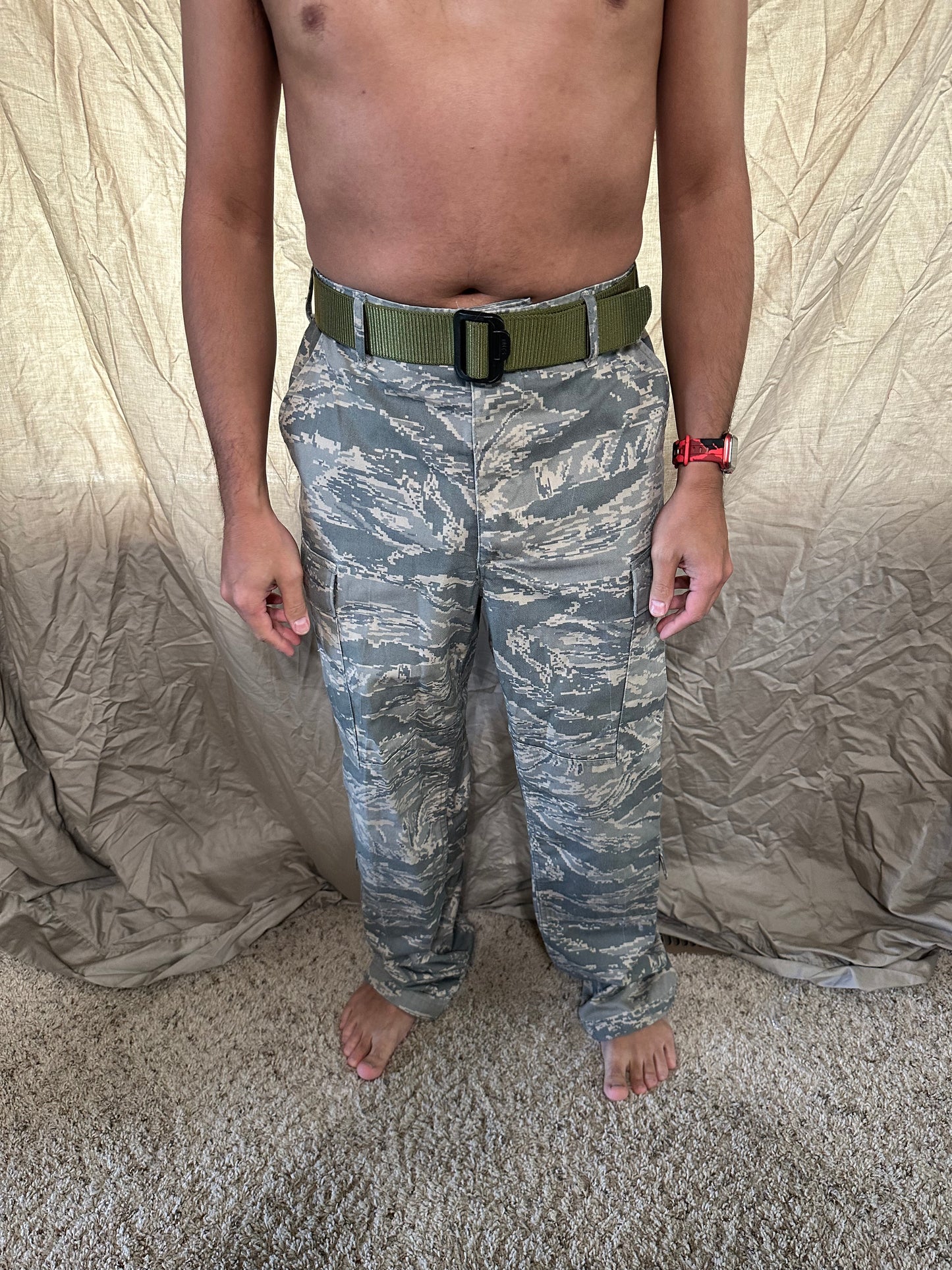 Men’s 30R Abu airman battle uniform USAF civil air patrol pants with olive green belt included