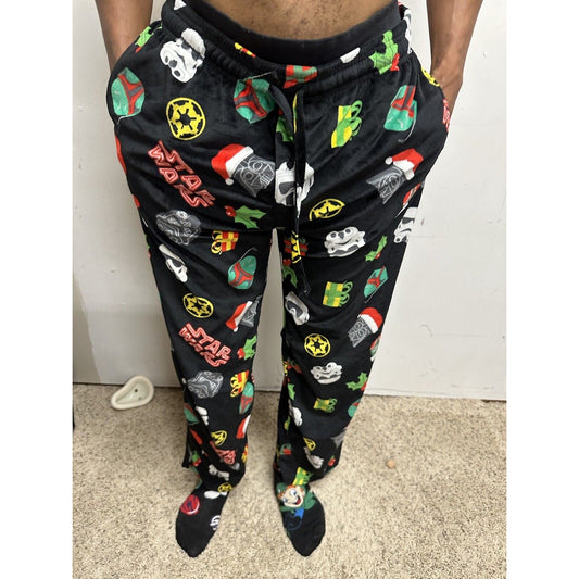 Men’s Star Wars Christmas Lounge Pants Sleepwear Medium Vader In Santa Hat