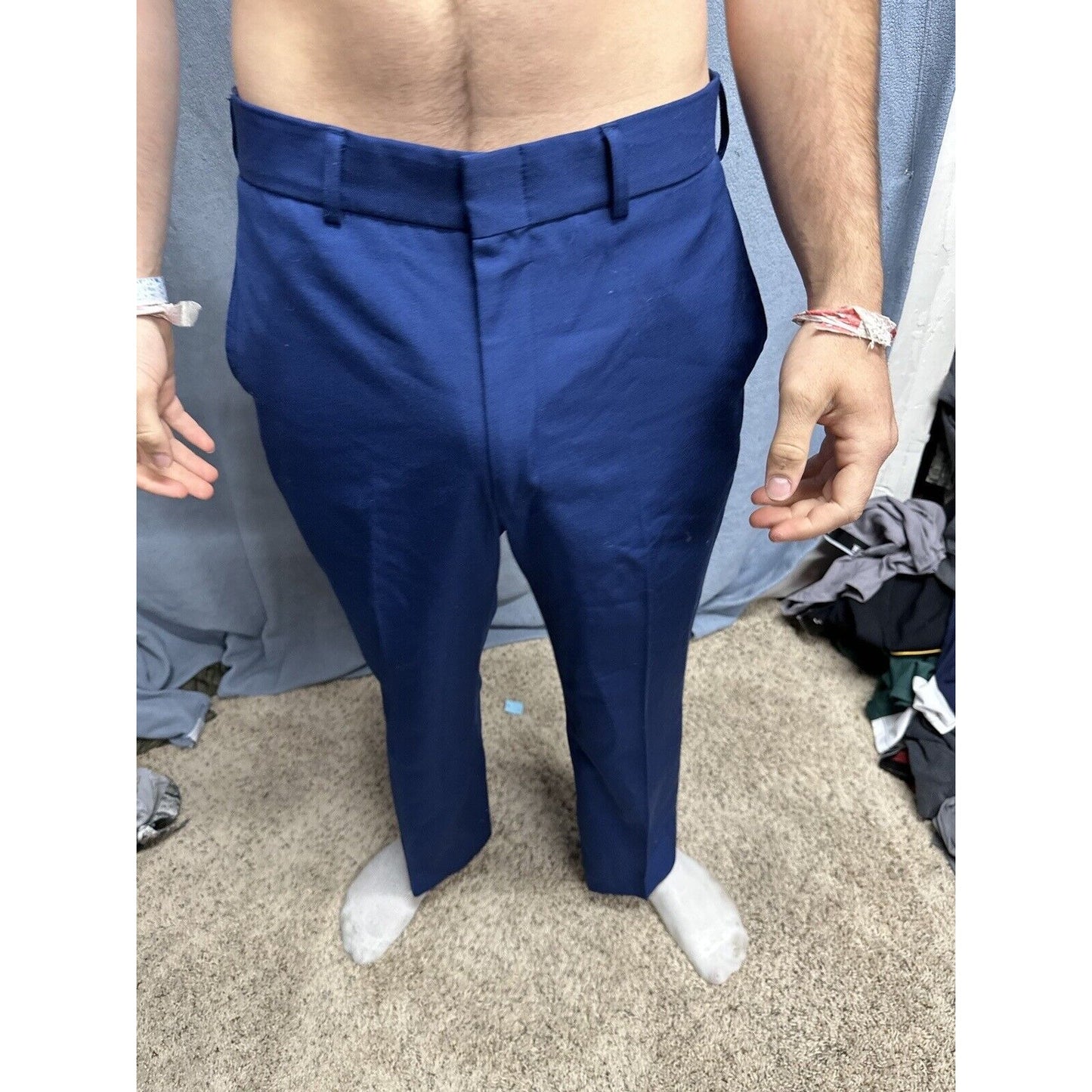 Men’s Usmc Trousers Uniform Pants Marines 33S Poly Wool Blue