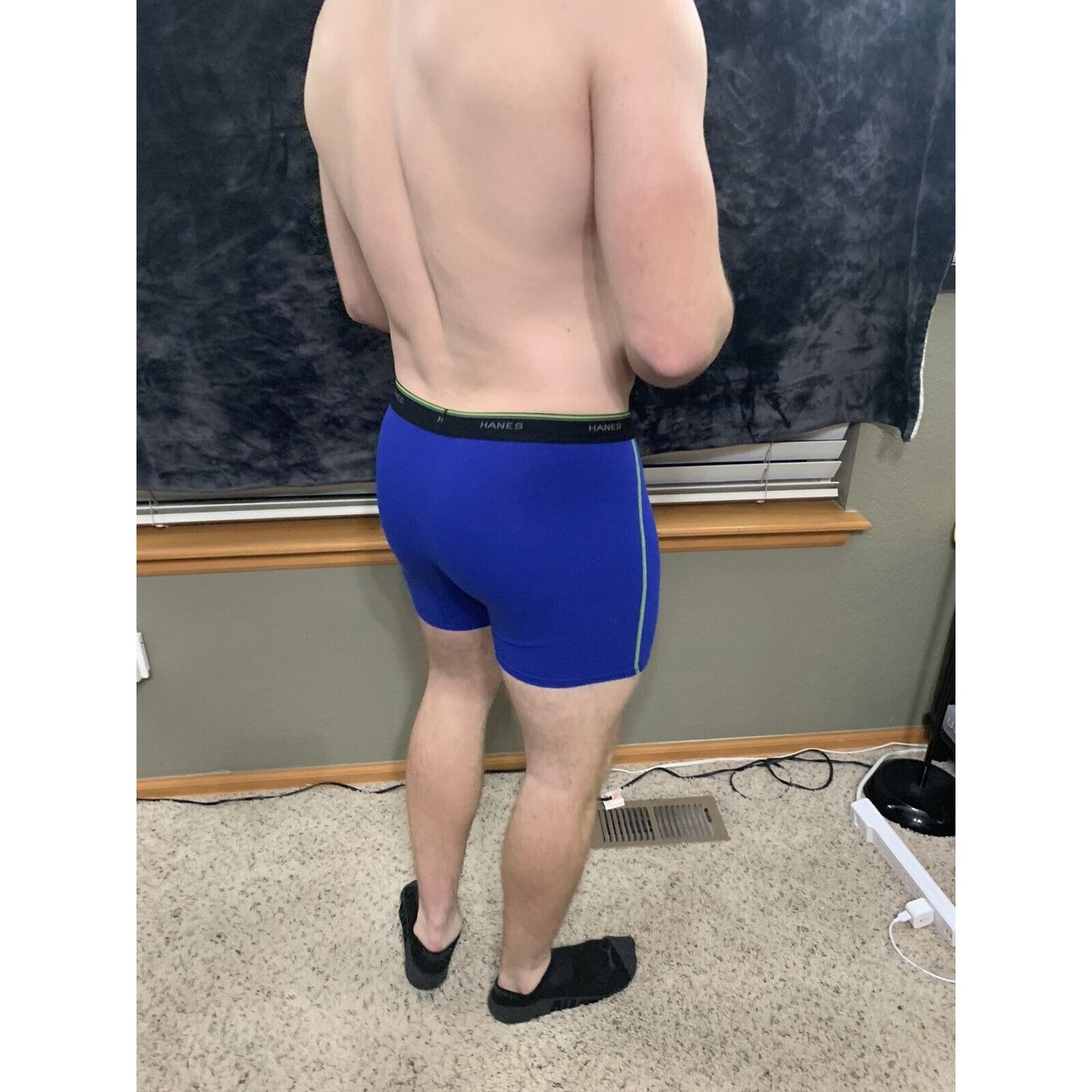 Men’s Hanes Comfort Flex Royal Blue Black Band Boxer Briefs