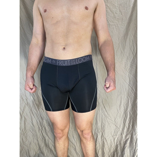 men's fruit of the loom XL compression boxer briefs breathable Black