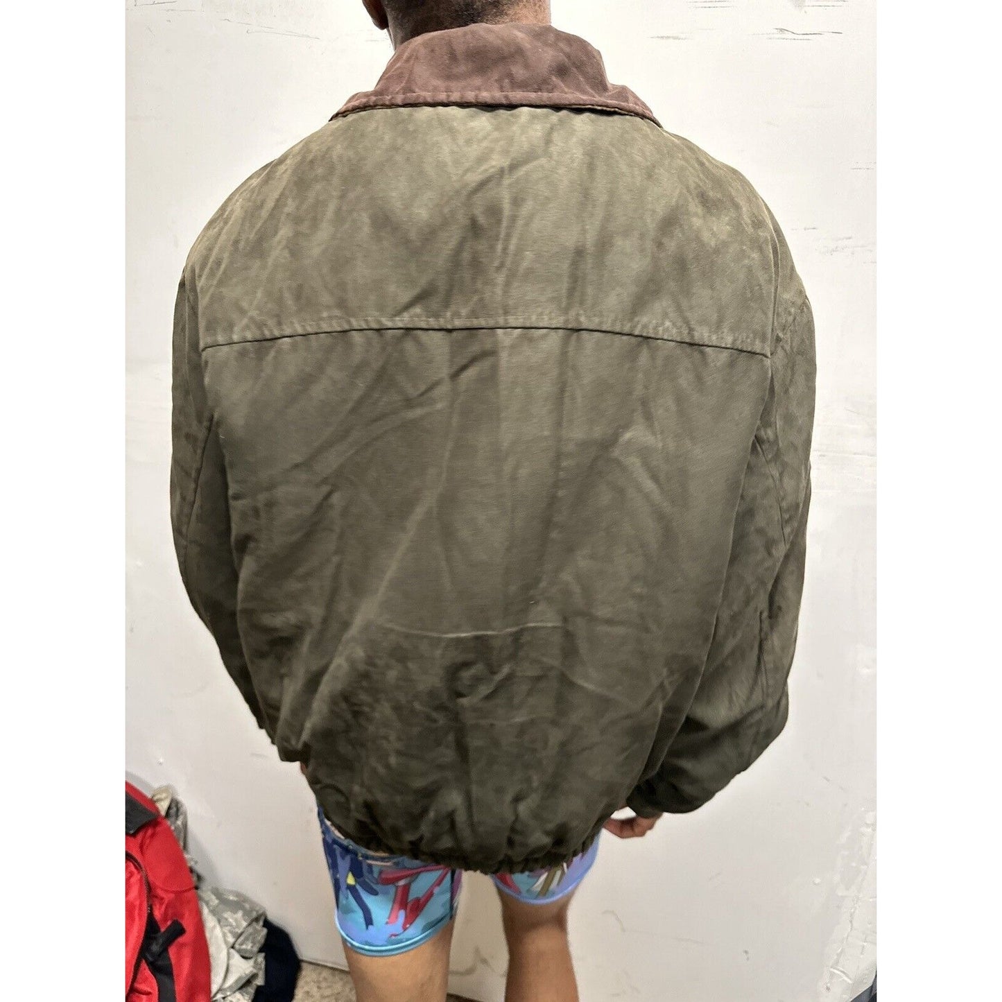 Men’s Forest Green Weather Report Full Zip Jacket Poly Suede Look