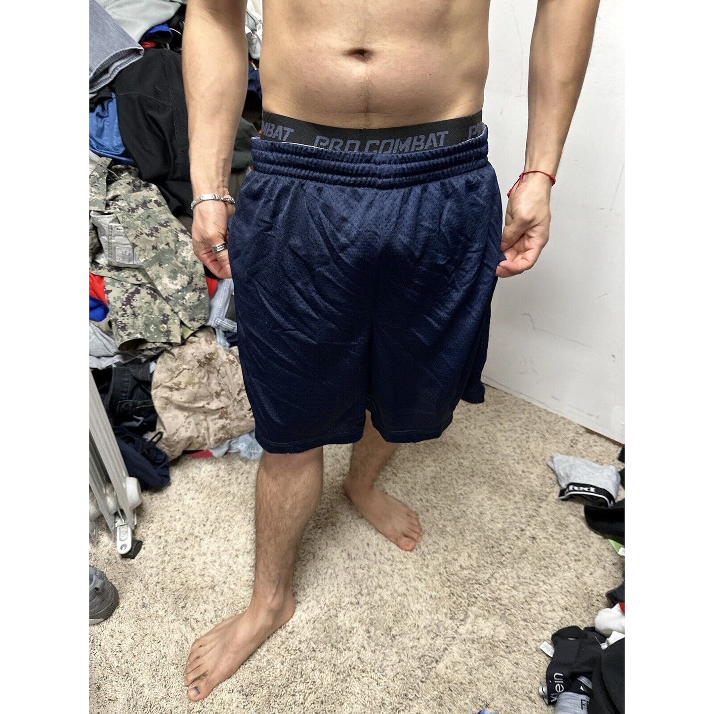 Men’s Dark Blue Starter Large Athletic Shorts With Pockets