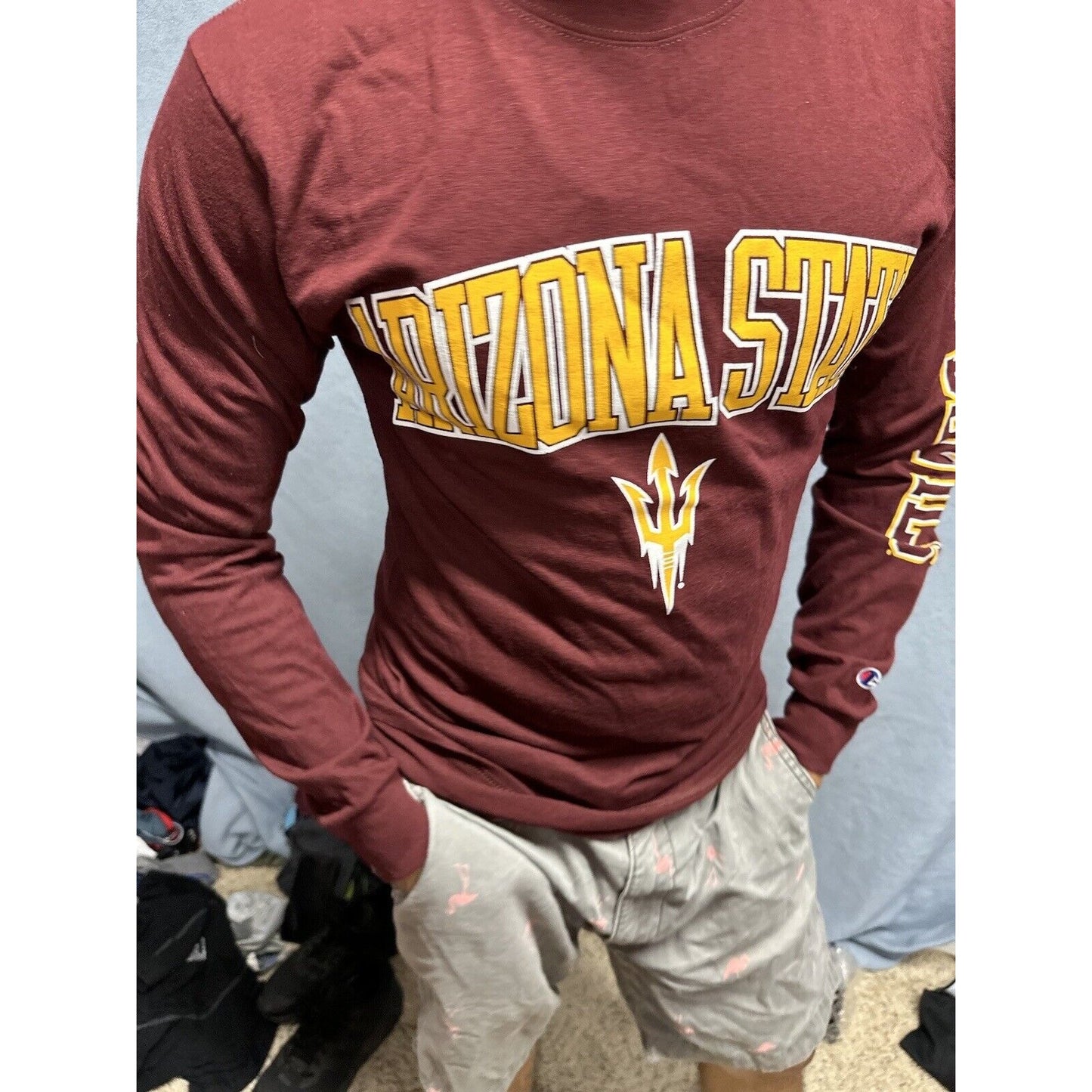 Men’s Maroon Champion Small Arizona Sun Devils Long Sleeve Shirt