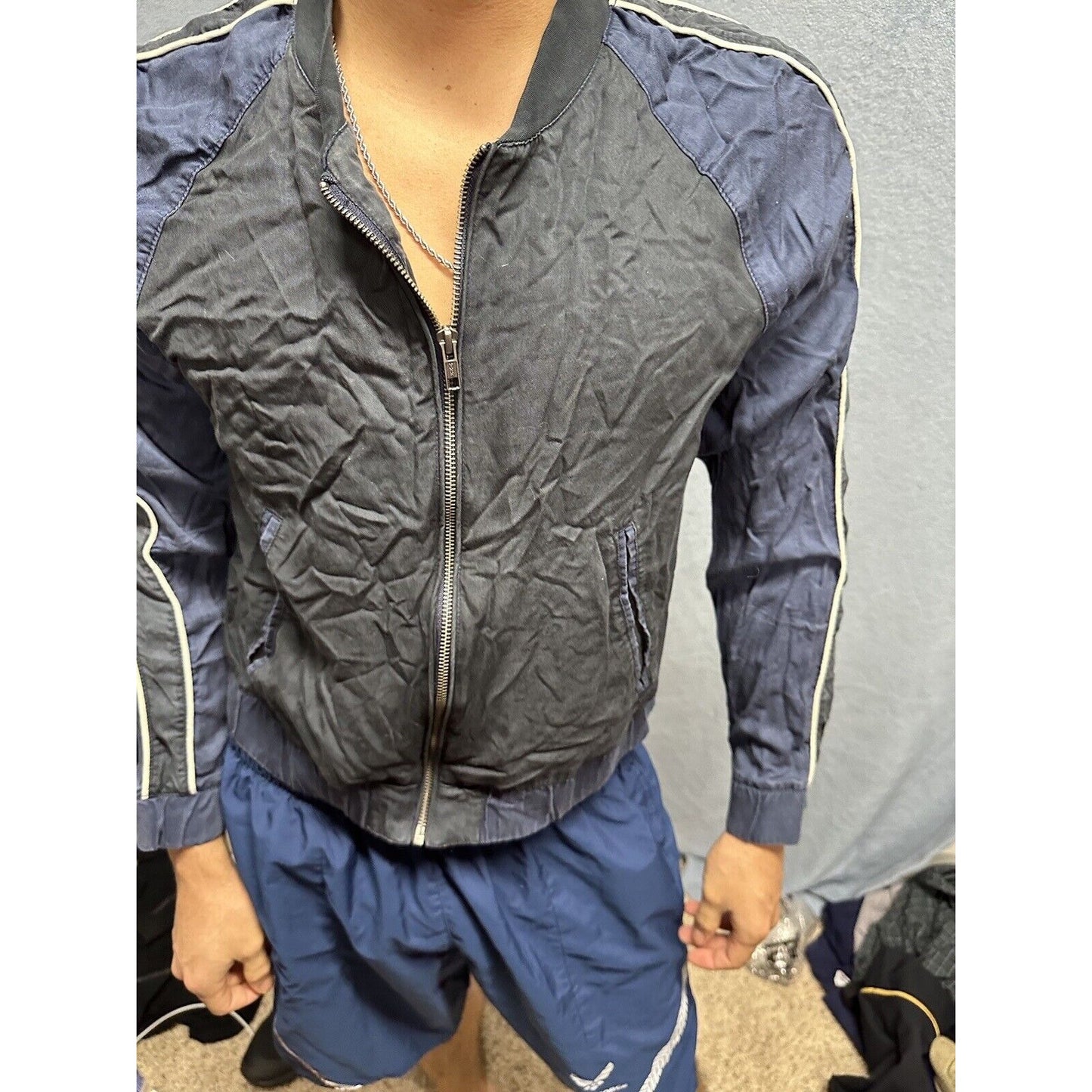 Men’s Full zip Black And Blue Large American Eagle Jacket