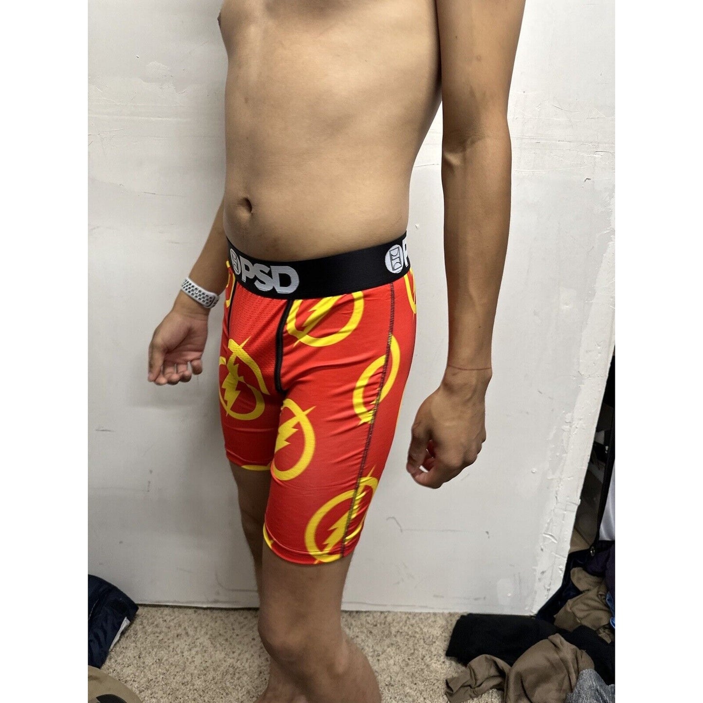 Men’s PSD Small Boxer Briefs Red Orange Flash Design