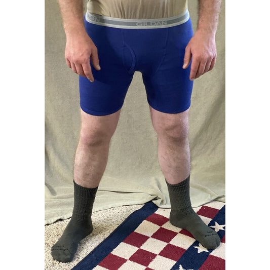 Gildan Men’s Medium Indigo Blue 100% Cotton Boxer Briefs (1 Pair) New