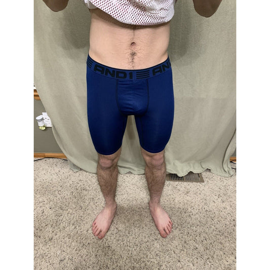 Men’s Blue With Black Band Medium AND1 Compression Performance Boxer Briefs