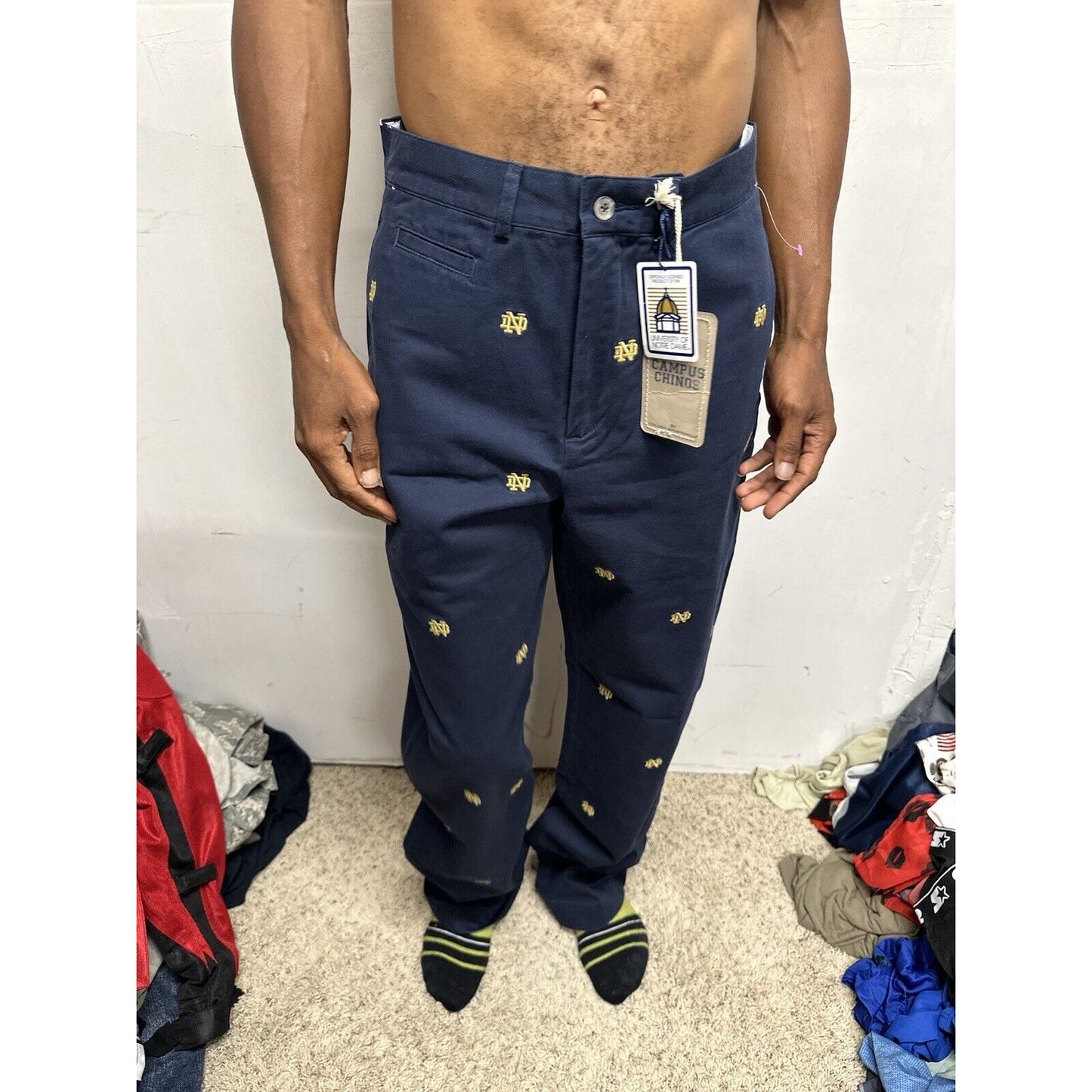 Men’s Notre Dame Size 32 Campus Chinos Pants Navy Blue