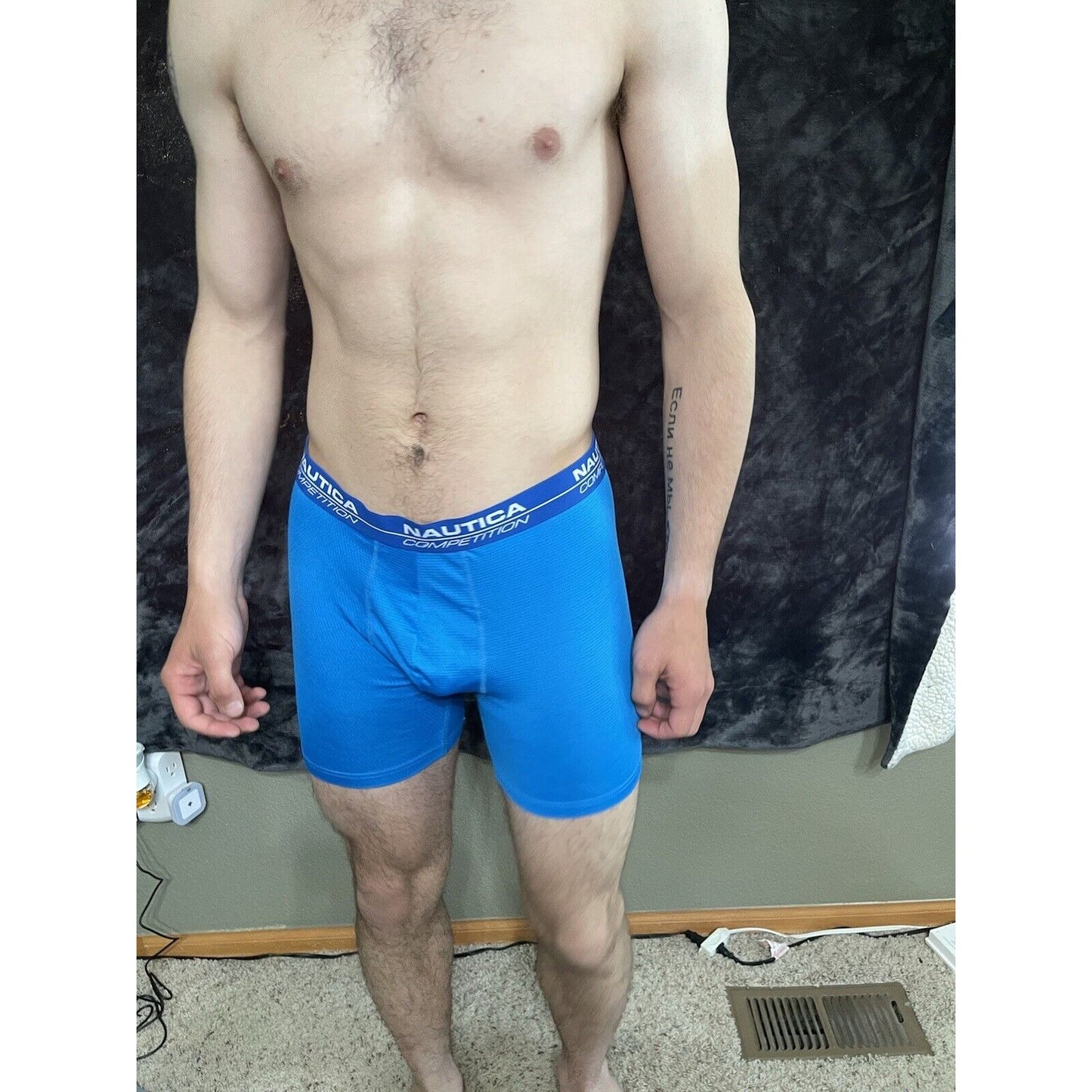 Men’s Large Teal Blue Nautica 7% Spandex Compression Shorts New