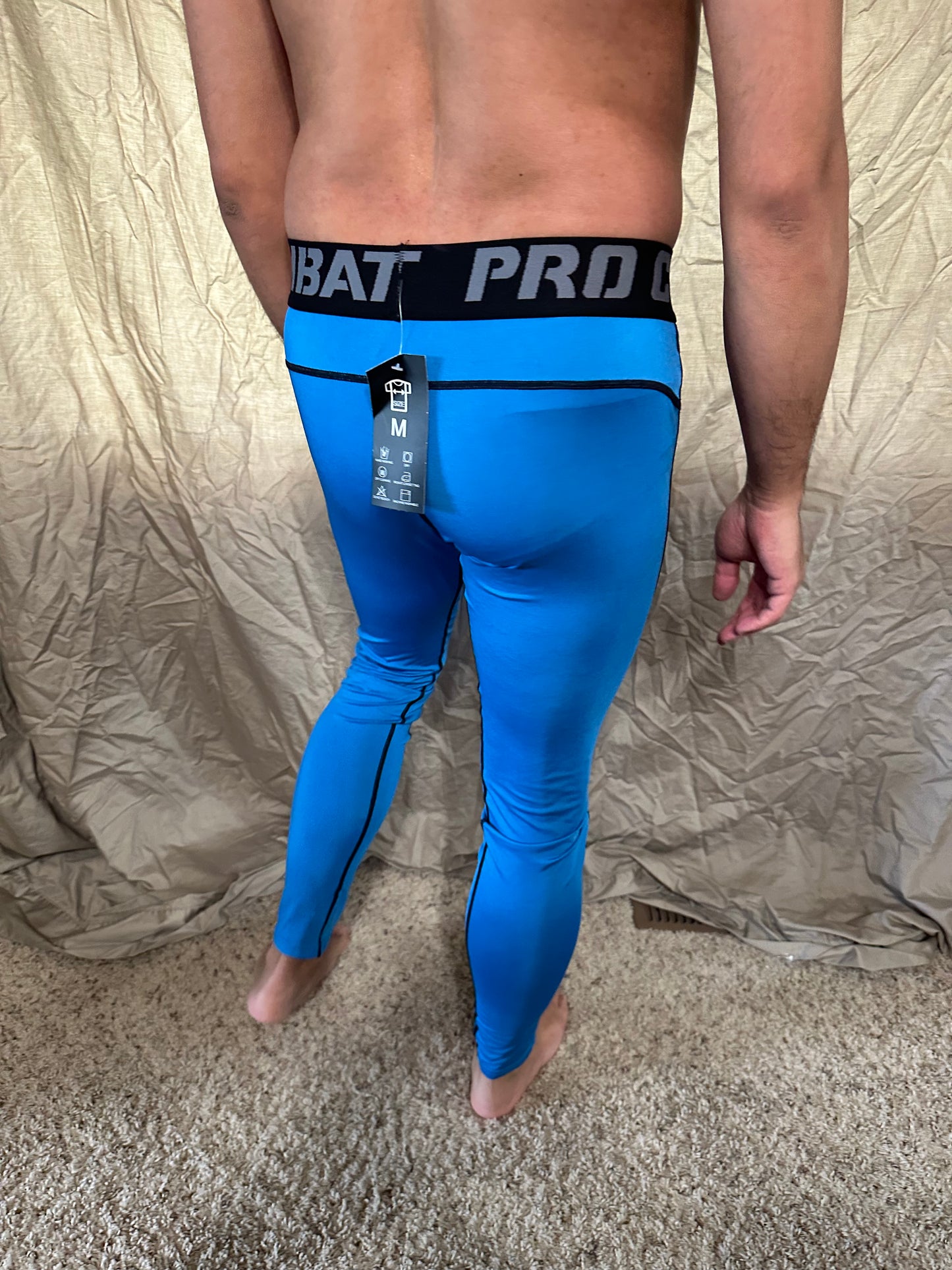 Men’s blue pro combat medium sport athletic base layer compression pants