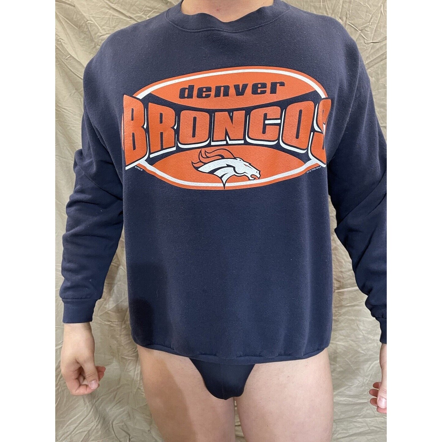 Men's navy blue xl denver broncos CSA pullover sweatshirt