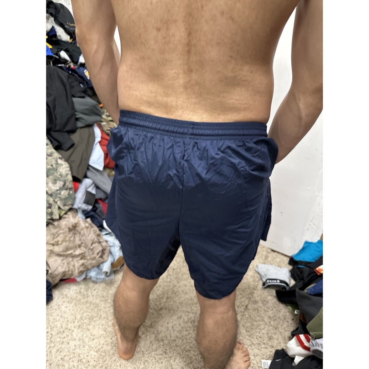 Men’s Large Navy Physical Fitness Uniform Blue Shorts Trunks