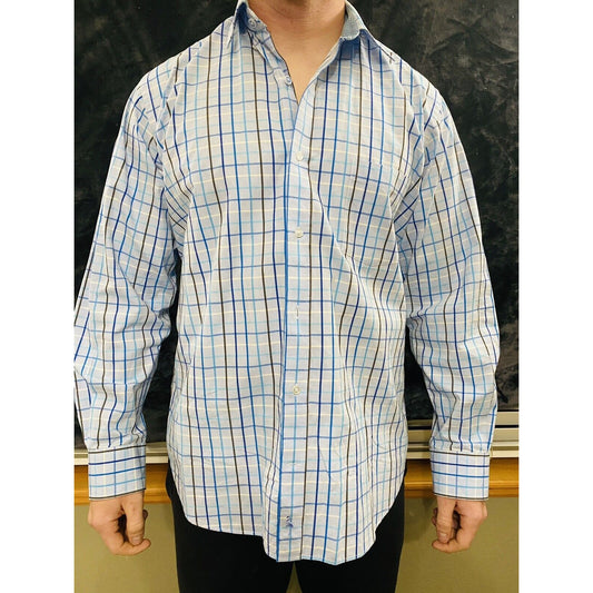 Tailorbyrd Collection Men’s Large Blue Plaid Button-down Long Sleeves Shirt