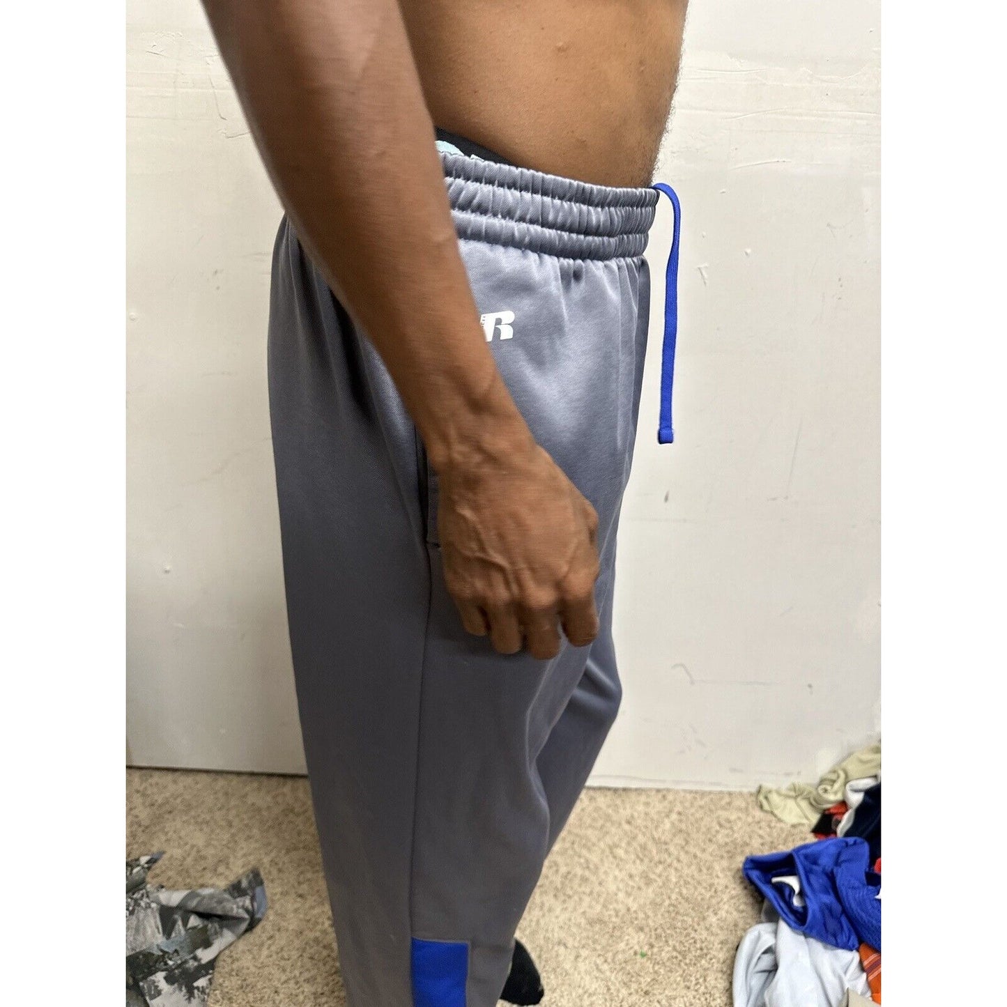 Men’s Gray Large Russell Polyester Sweat Pants With Pockets Air Force Falcons US