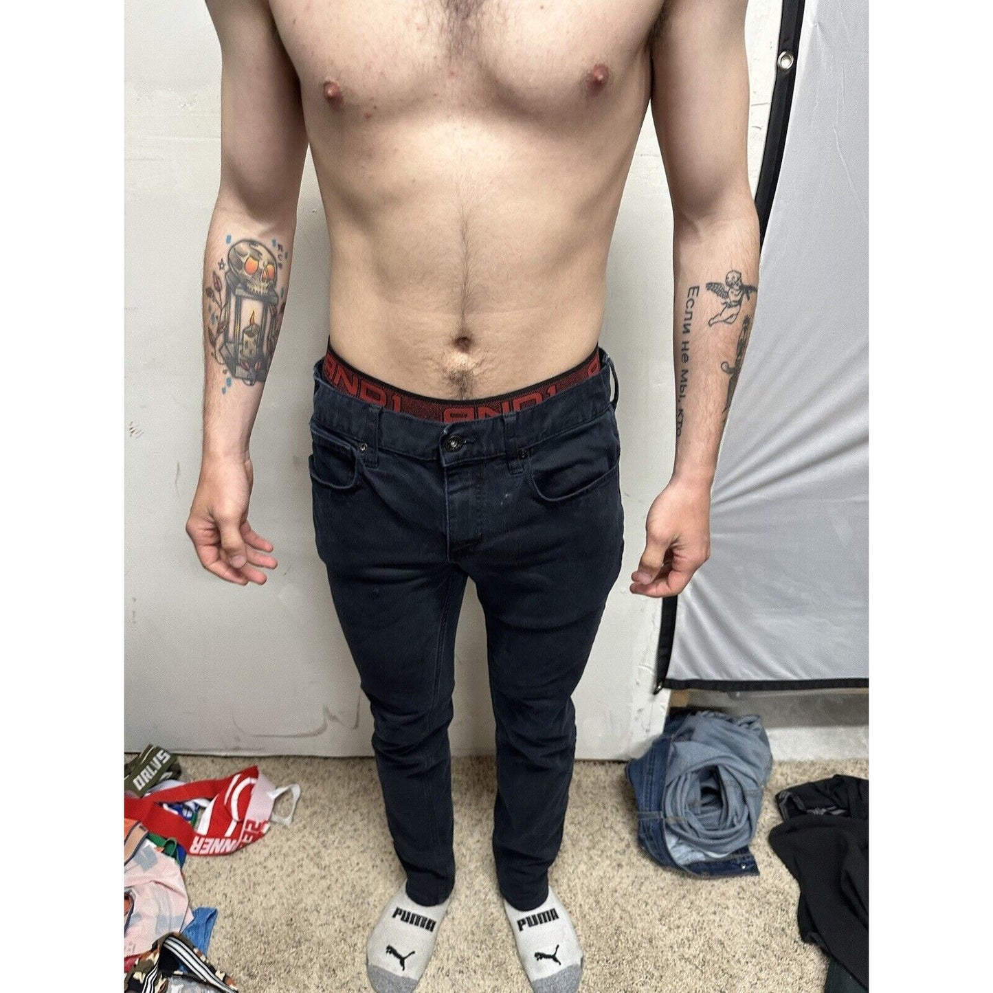 Men’s Black Rude Skinny Jeans 34 X 32