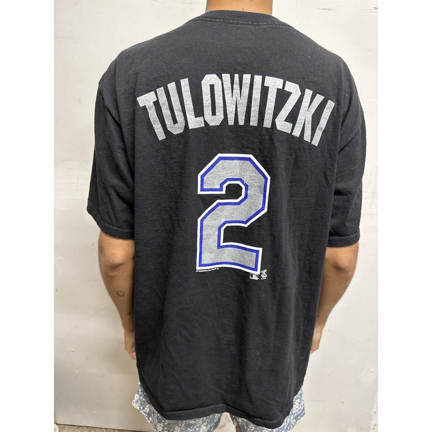 Men’s Black Genuine MLB Merchandise Colorado Rockies Large Tulowitzki Shirt