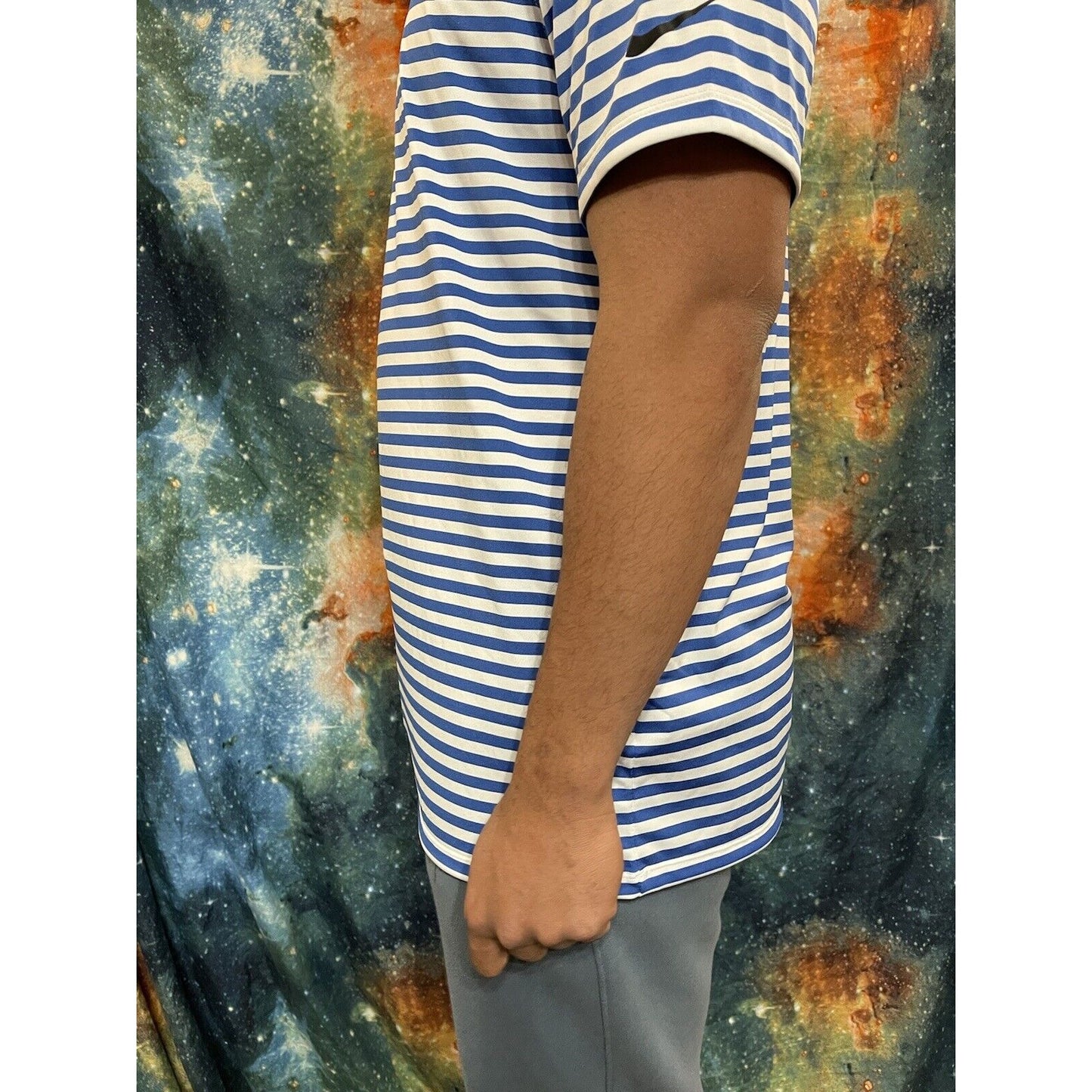 Men’s Doherty High School Spartans Striped blue Nike Golf Shirt Sleeve Shirt L