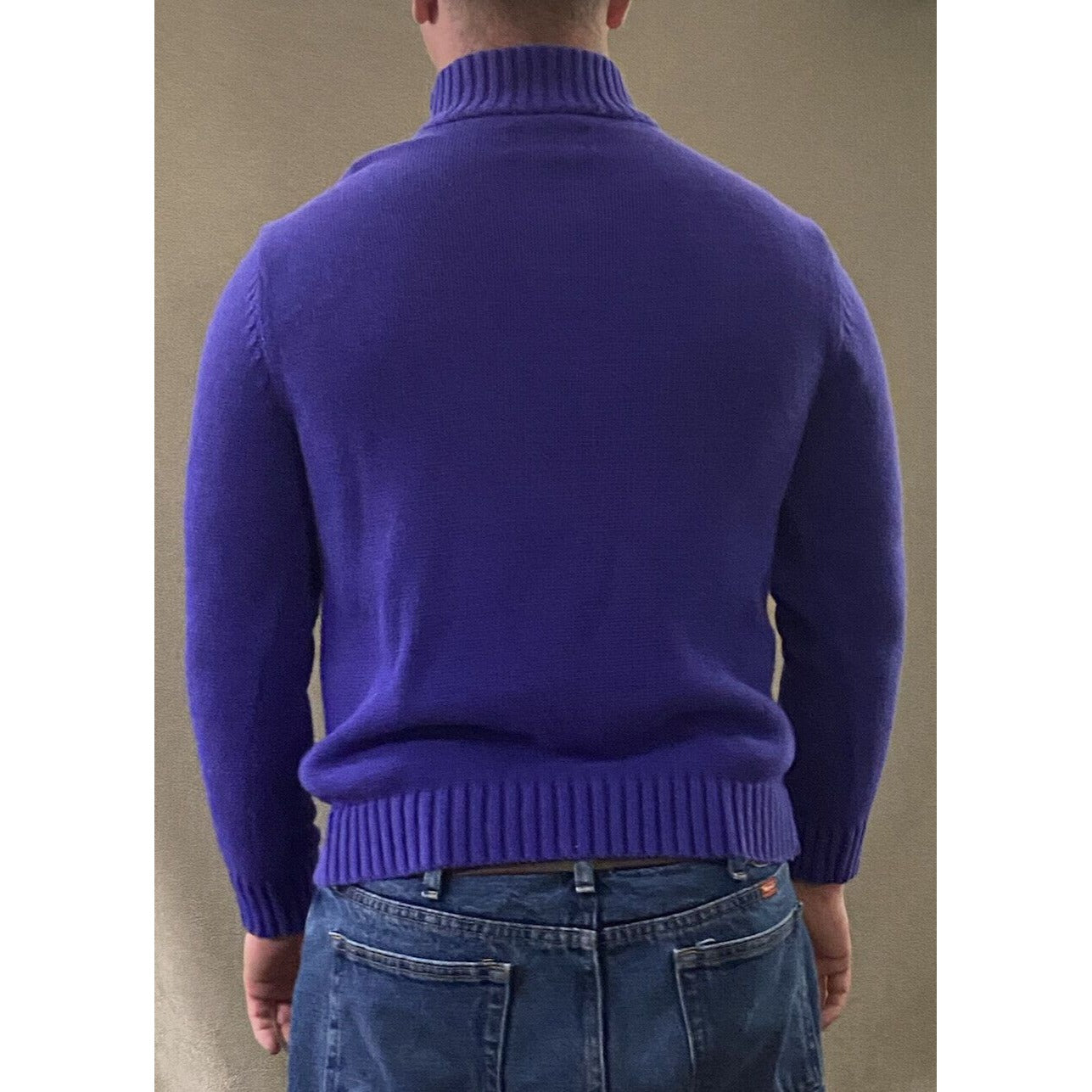 Chaps Men’s Medium Bright Purple 1/4-zip Cotton Pullover Sweatshirt