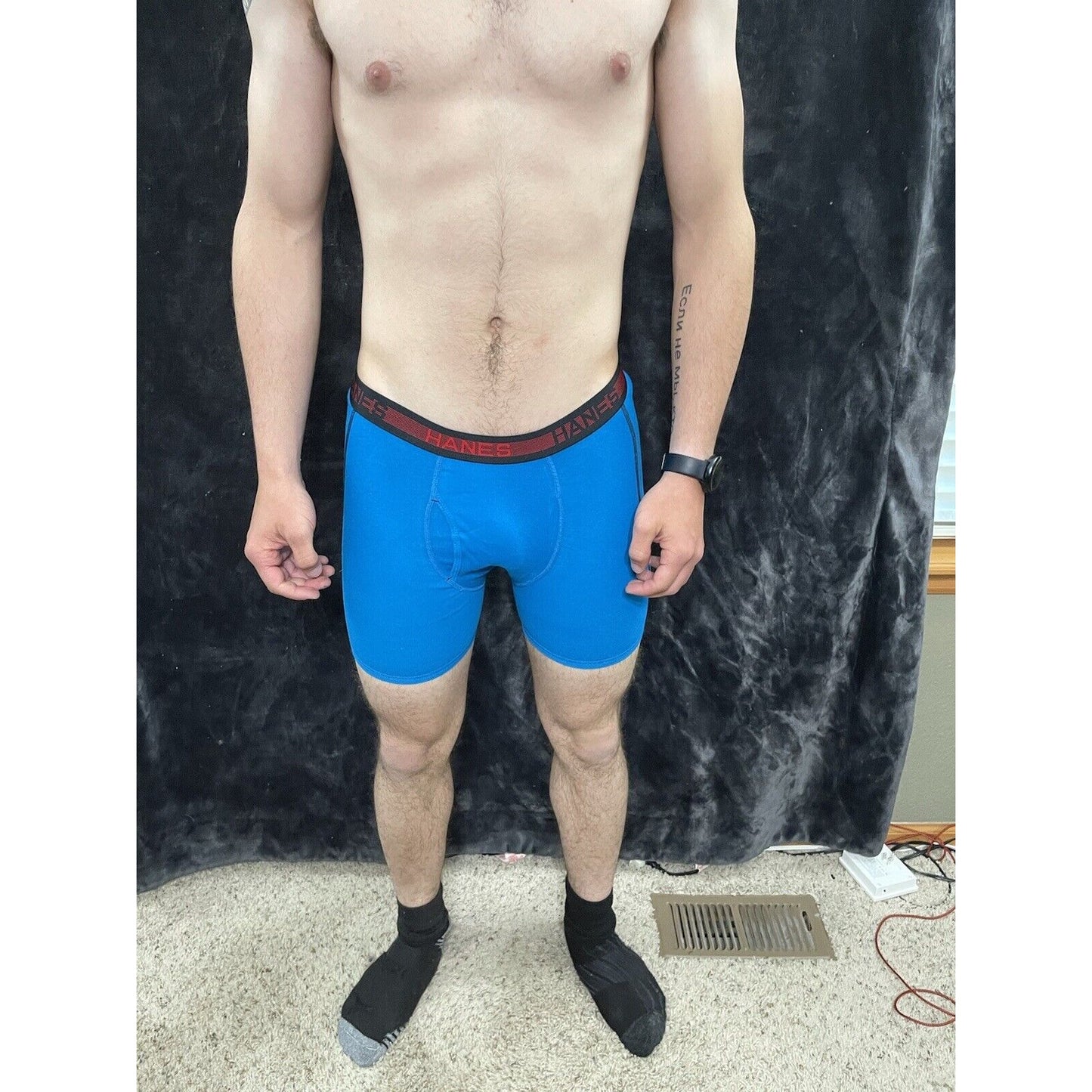 Men’s Hanes Teal Blue Boxer Briefs Size Small