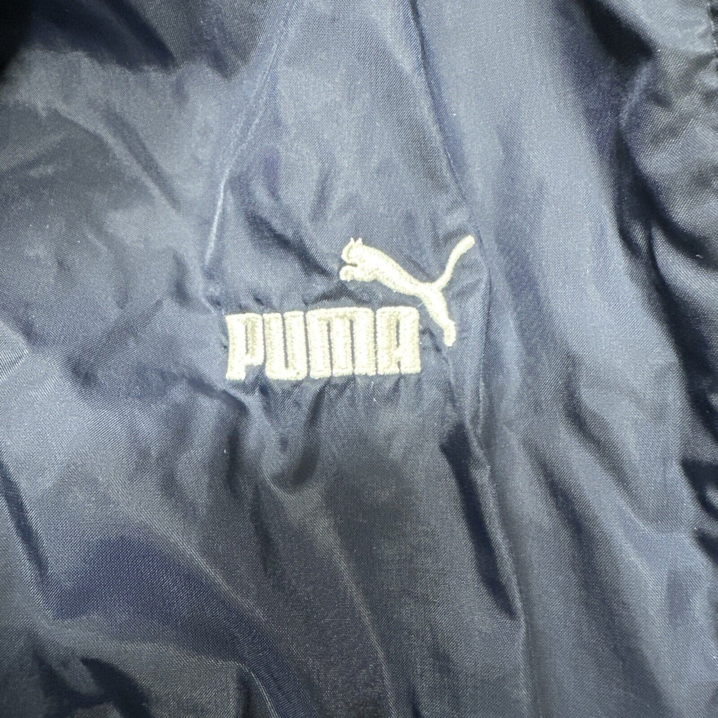 Men’s Dark Blue Large Puma Wind Breaker Jacket Full Zip With Hidden Hoodie