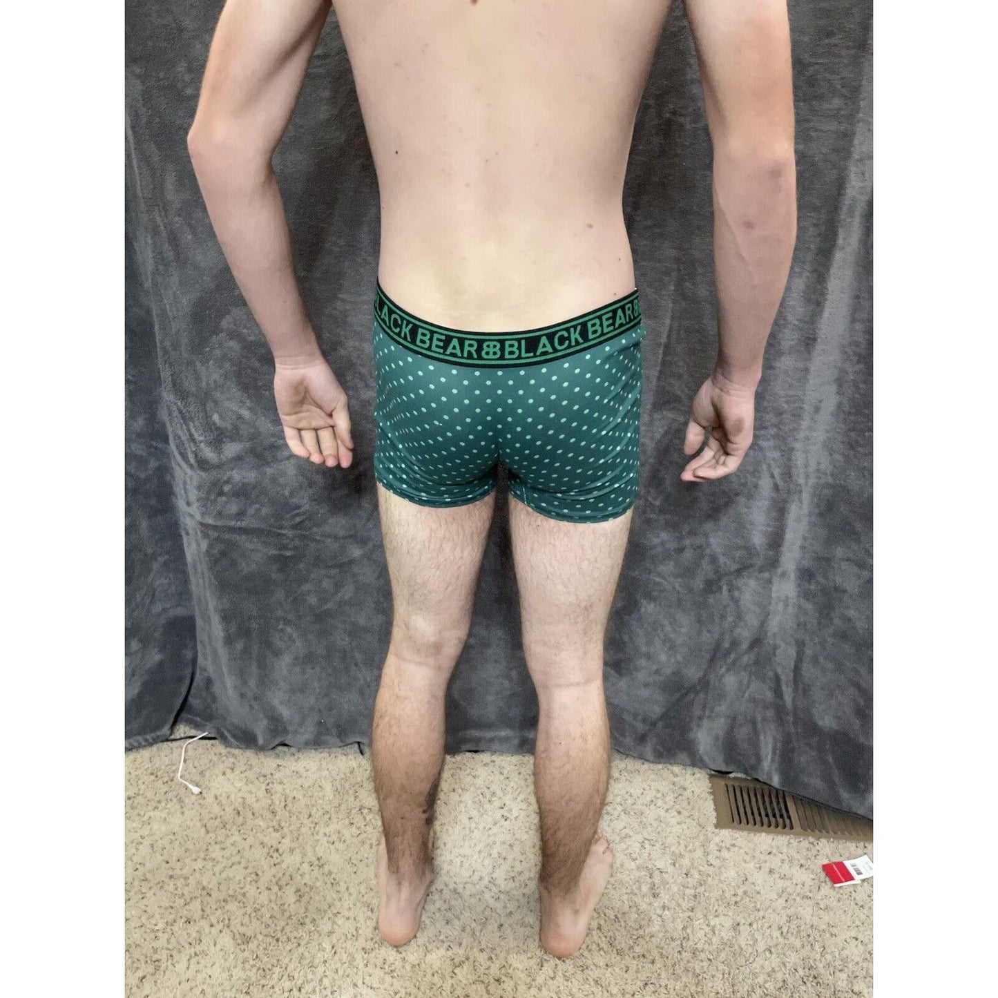 men's medium athletic trunk style black bear boxer brief Green With Polka Dots