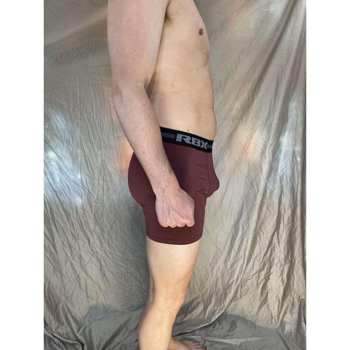 men's Maroon rbx Medium compression boxer briefs