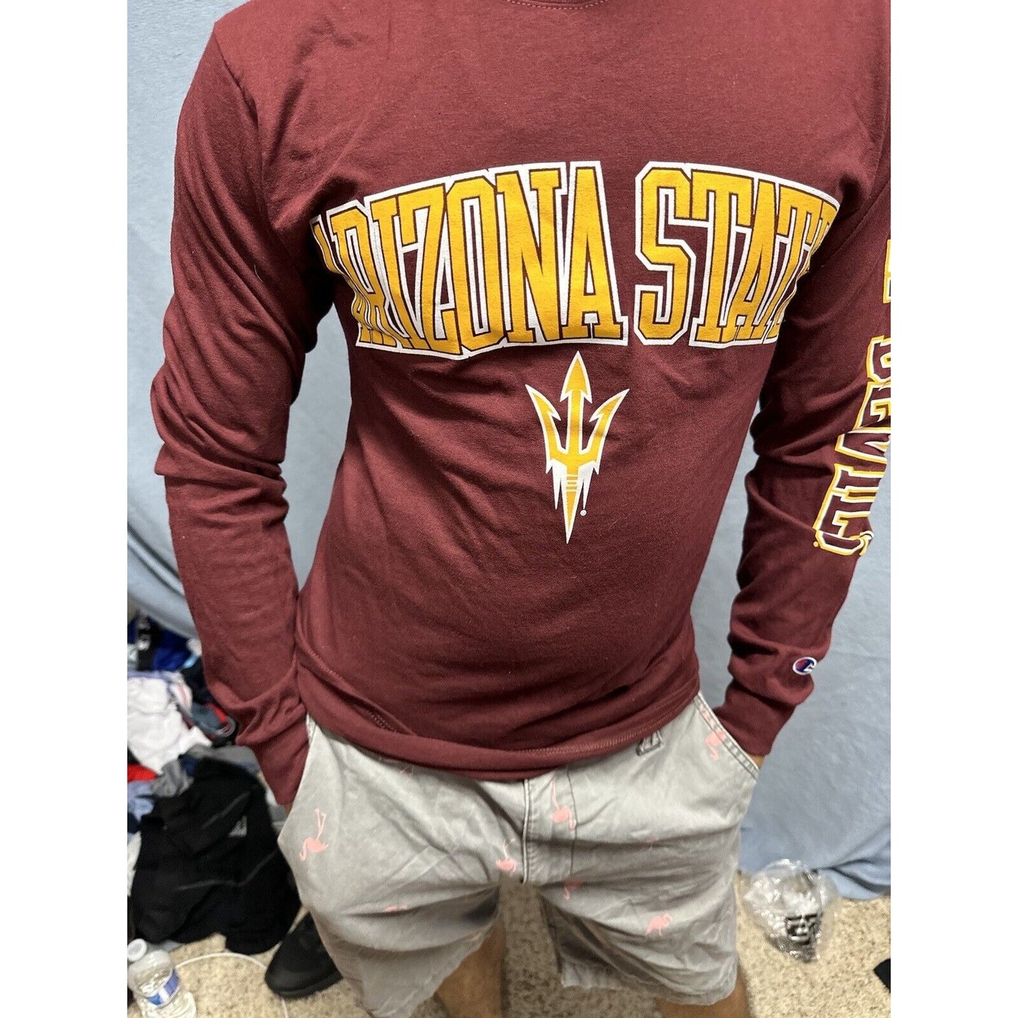Men’s Maroon Champion Small Arizona Sun Devils Long Sleeve Shirt