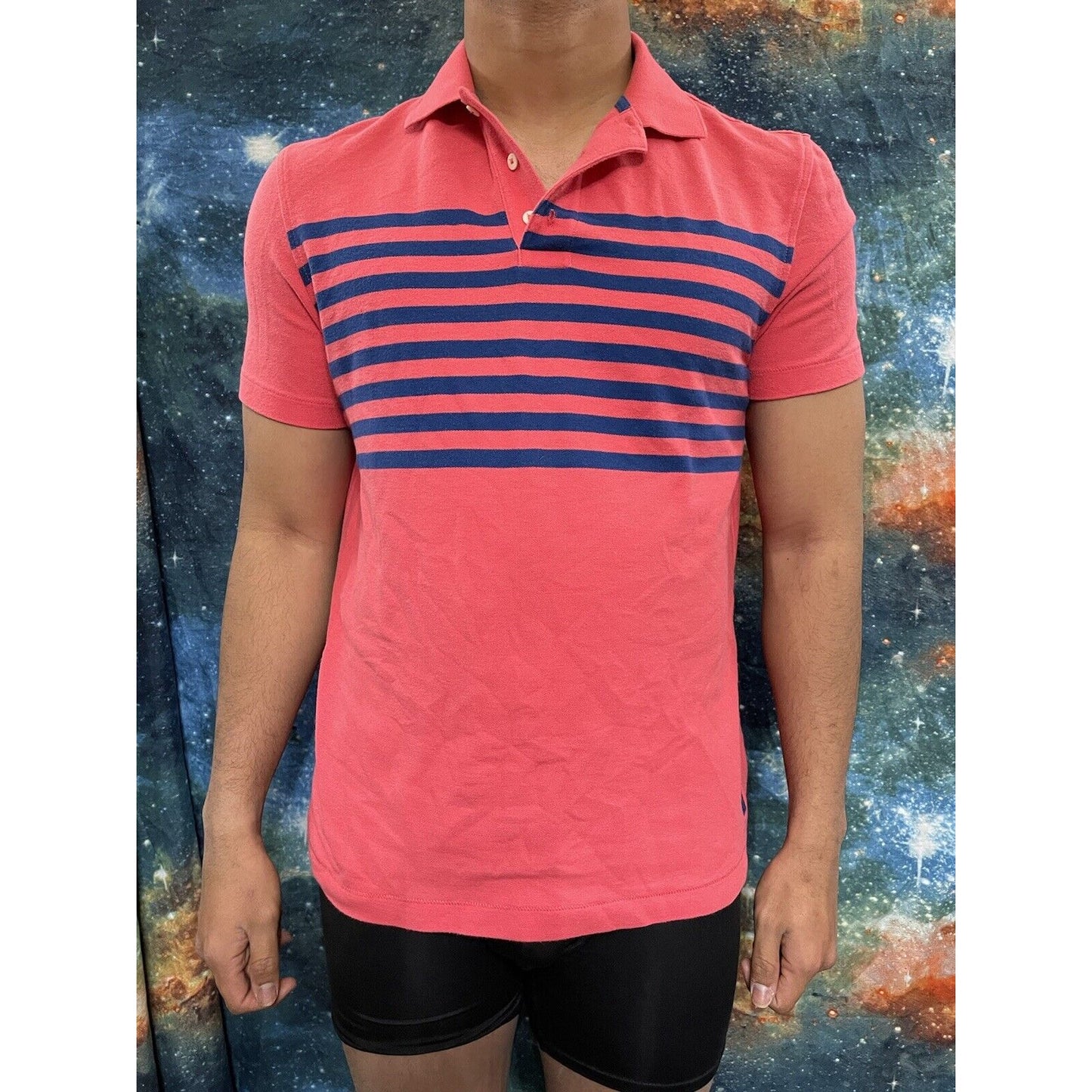 Men’s Nautica Medium Pink/Blue Striped Short Sleeve