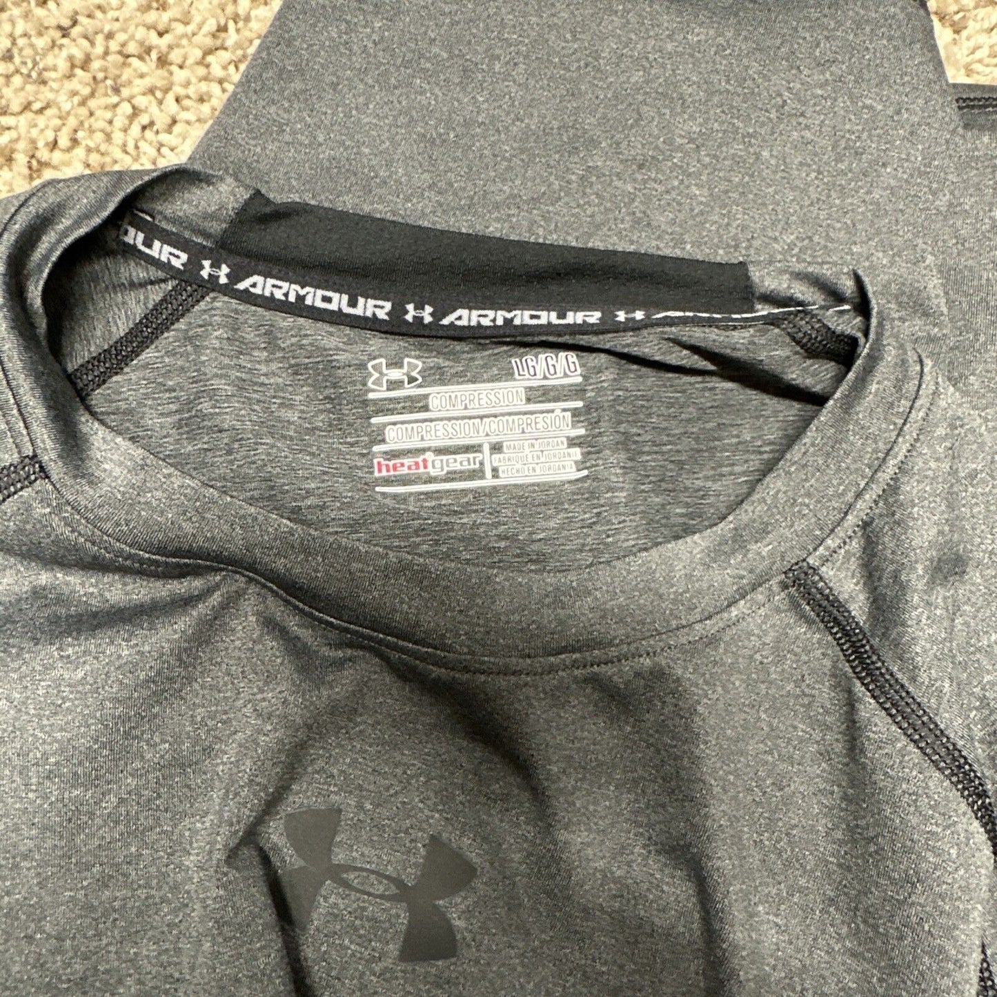 Men’s Large Gray Under Armour Compression Long Sleeve Pullover Shirt Athletic