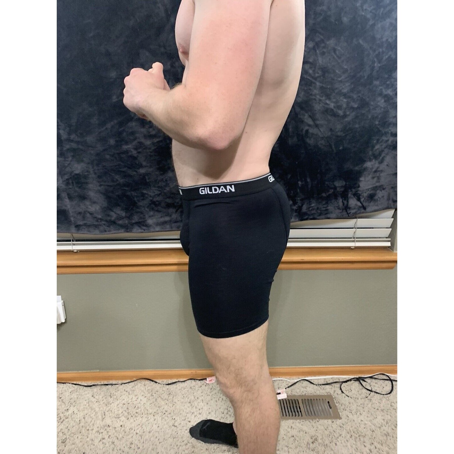 Gildan Black Boxer Briefs Spandex/cotton/poly Blend Large