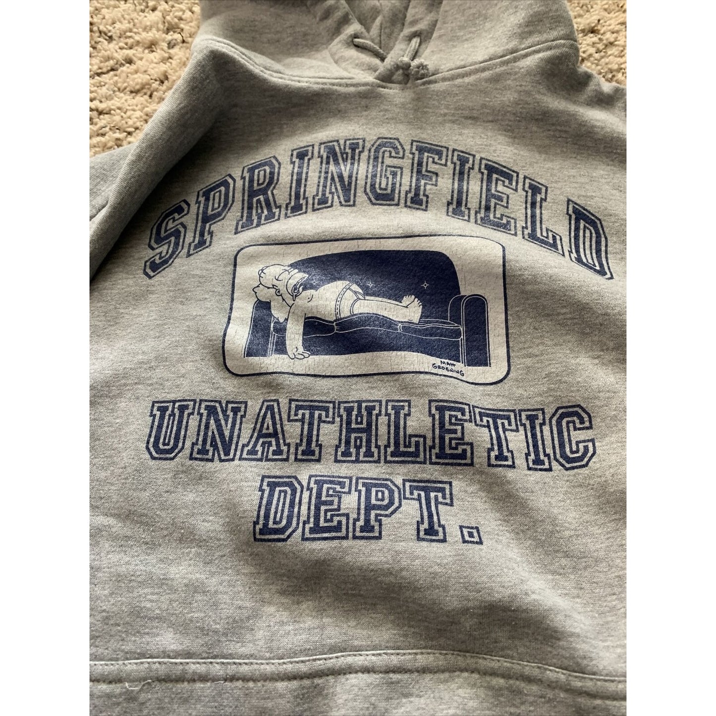 Simpsons Springfield Unathletic Department Hoodie Medium Gray
