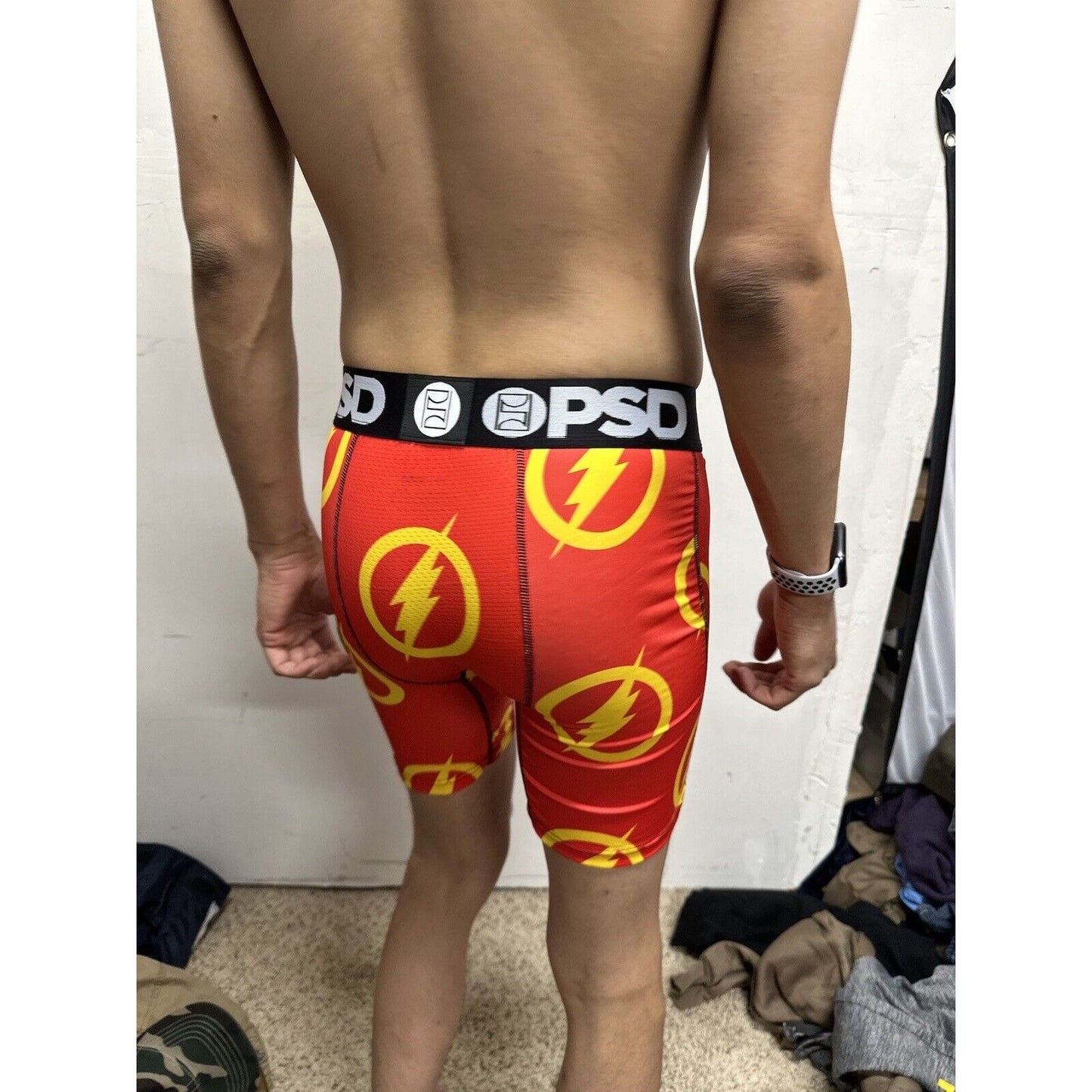 Men’s PSD Small Boxer Briefs Red Orange Flash Design
