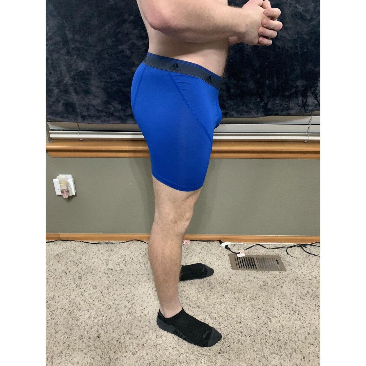 Men’s Adidas 9% Spandex Compression Shorts Royal Blue XL