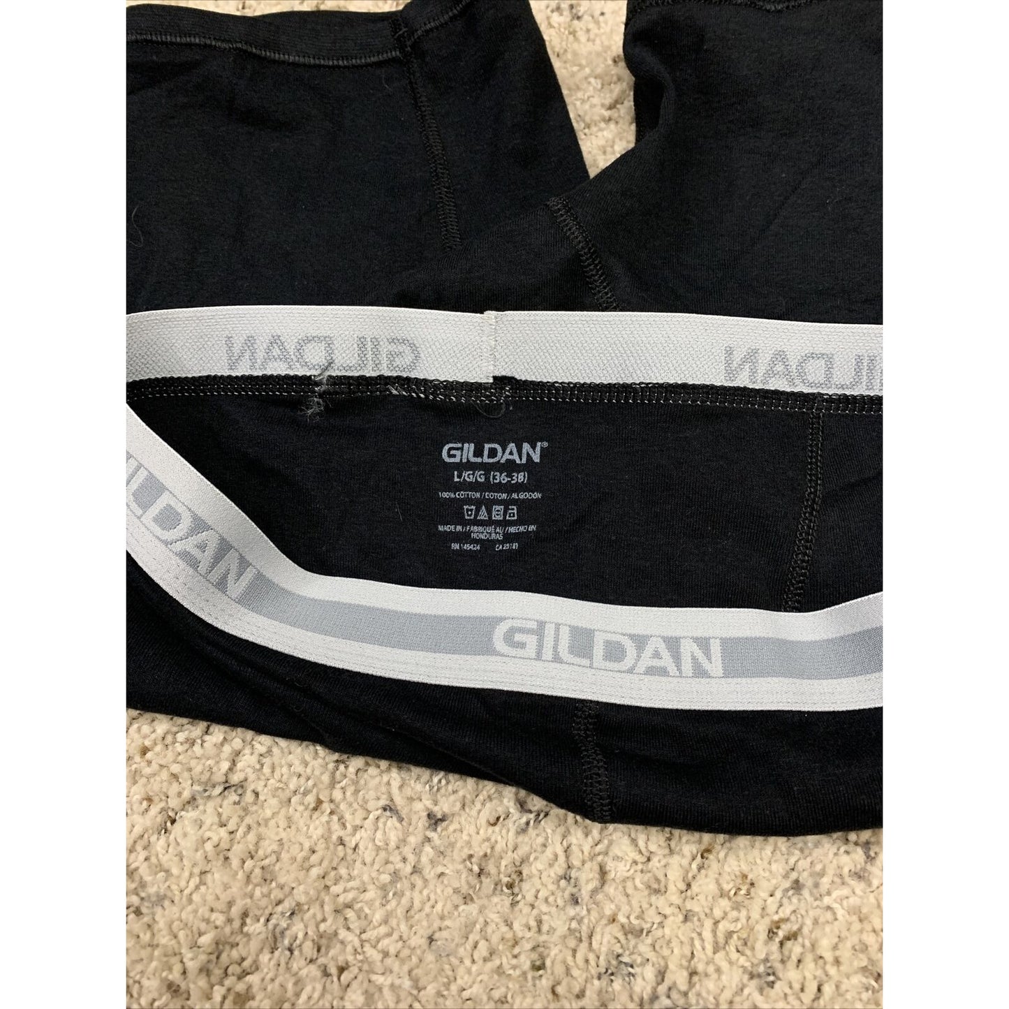 Men's Gildan Boxer Briefs 100% Cotton - Black Size Large