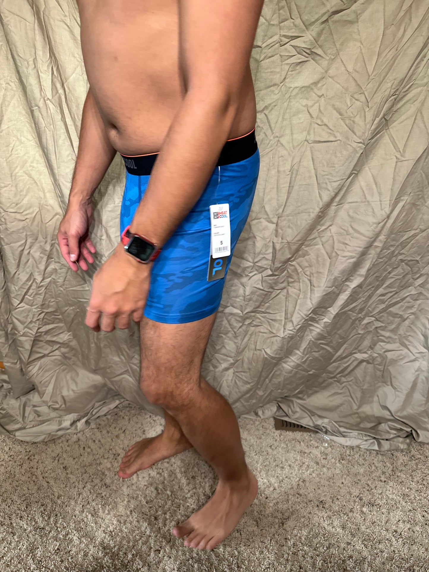 Men’s blue with camo pattern 32 degree cool boxer briefs size small