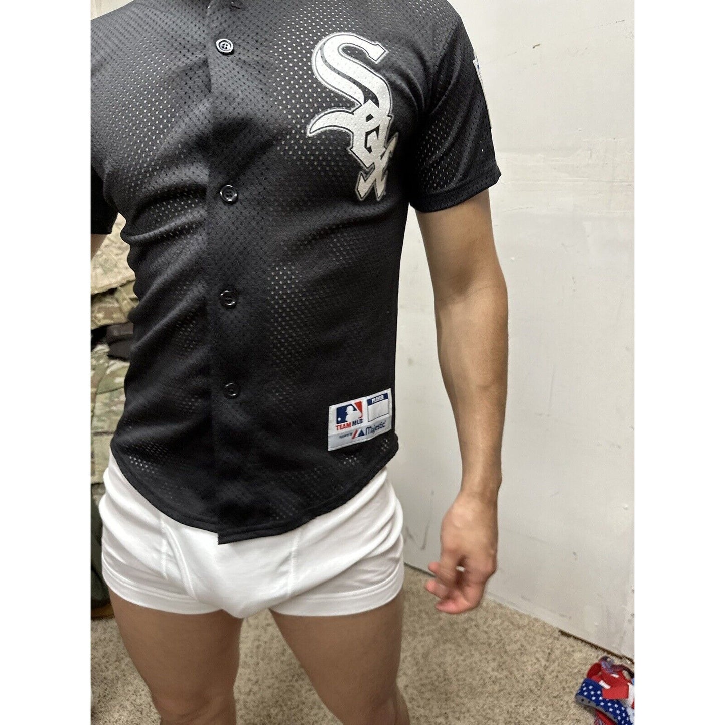 Teen Boy’s MLB Majestic Sox Jersey 1 Poly Medium Black