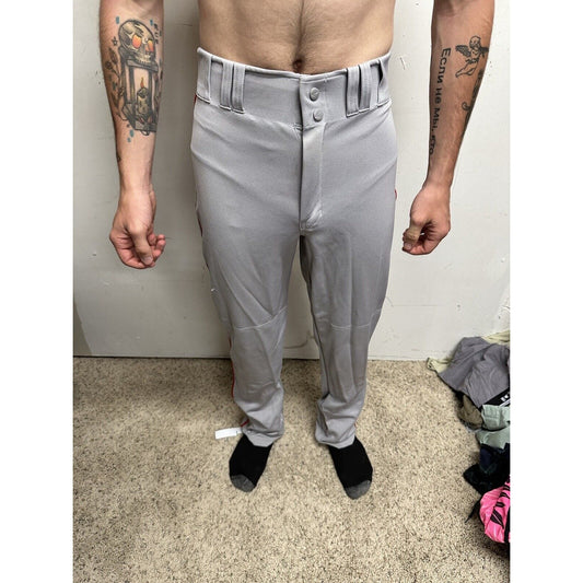 Men’s Chanmpro Adult Medium Gray Baseball Pants Red Stripe