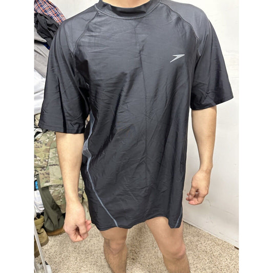 Men’s Speedo Black XL 20% Spandex Tshirt Short Sleeve