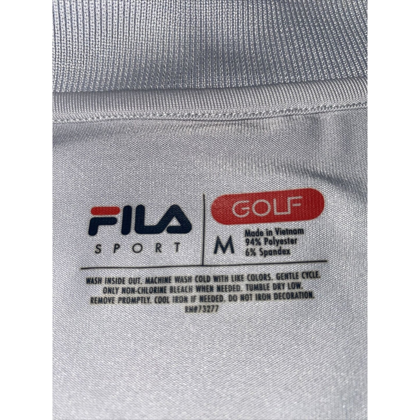 Men's Fila Sport  Golf Shirt  Size Medium Silver Short Sleeves Polo Vent Shirt