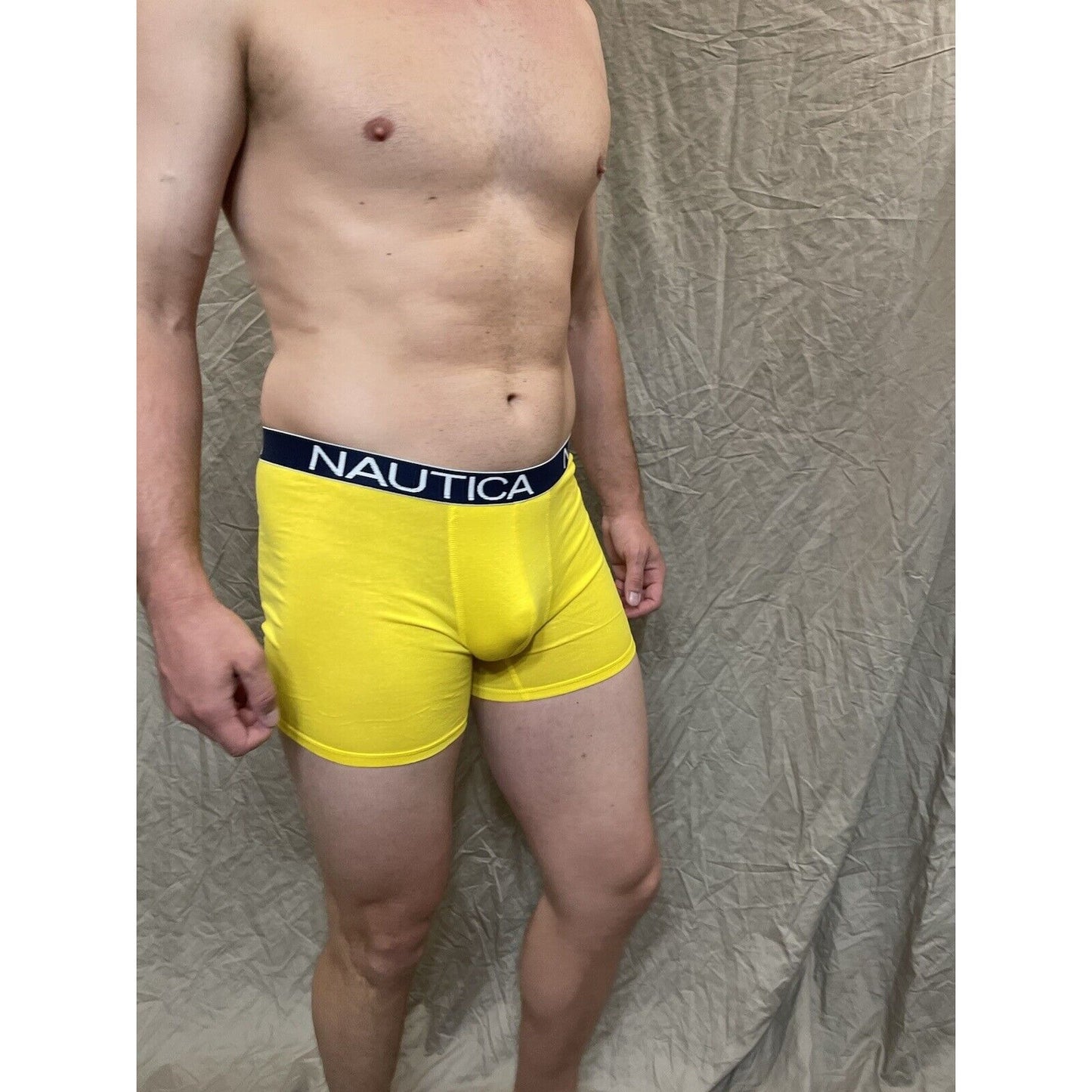 men's nautica 5% spandex boxer brief yellow Medium