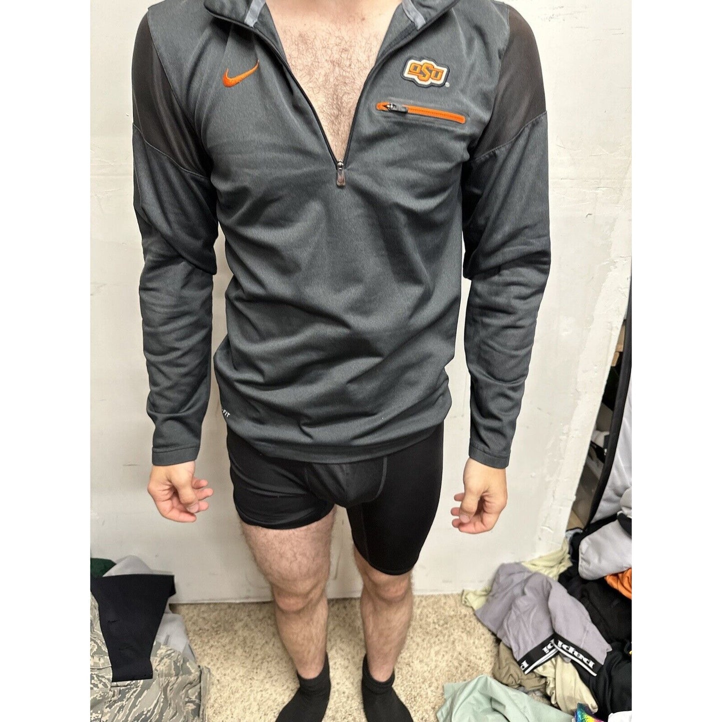 Men’s Black Oklahoma State University 1/4 Zip Pullover Nike Small Jacket