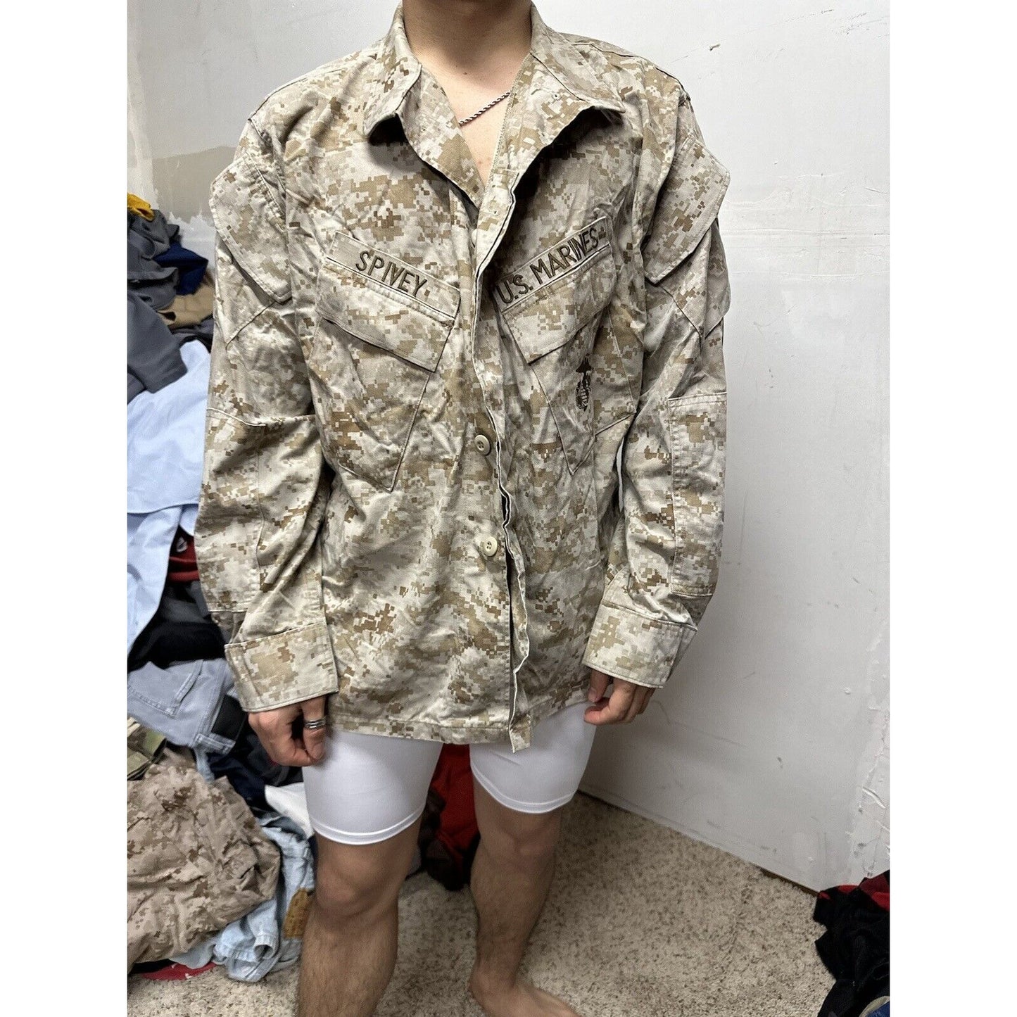 Men’s USMC Marine Corps Blouse Top Uniform Large Short
