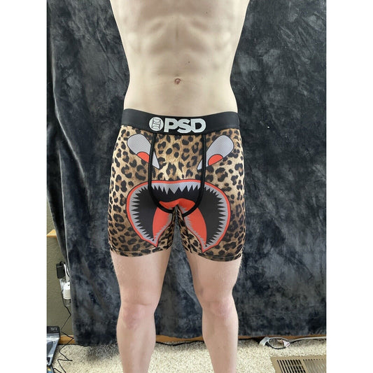 Men’s PSD Cheetah Pattern Angry Face Boxer Briefs Large