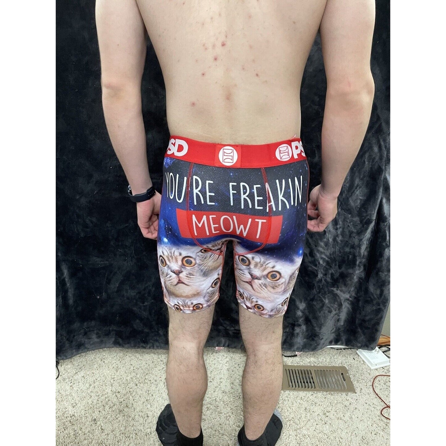 PSD Underwear Men's Freakin Meowt Printed Boxer Briefs Medium New