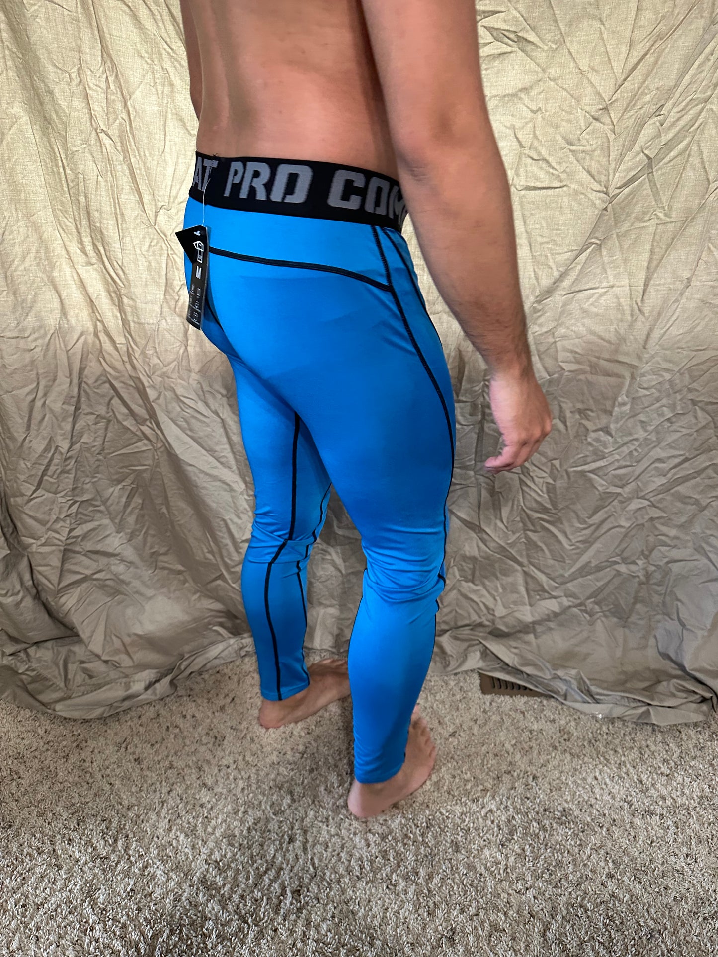 Men’s blue pro combat medium sport athletic base layer compression pants