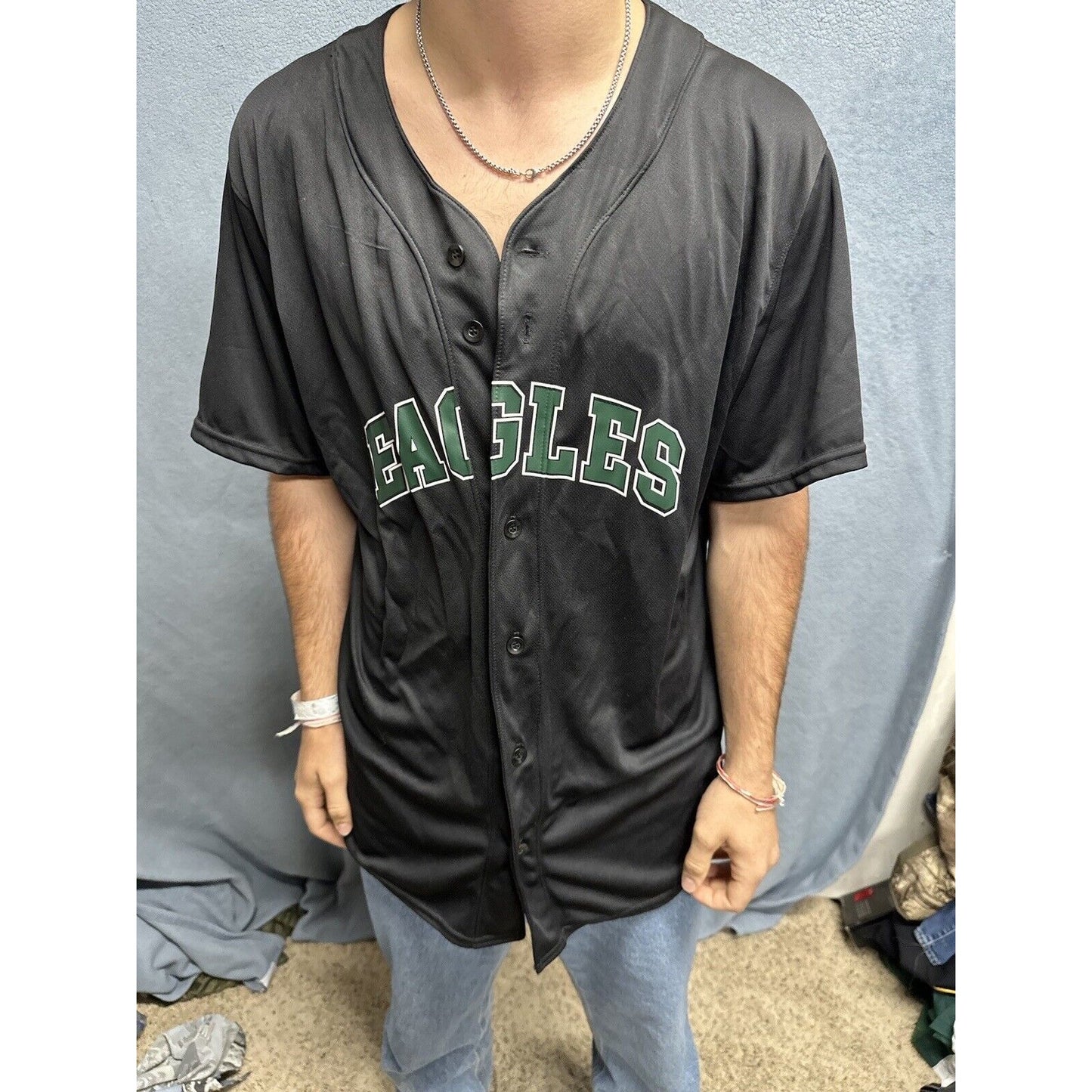 Men’s Augusta Sportswear Black Large Eagles Baseball Jersey