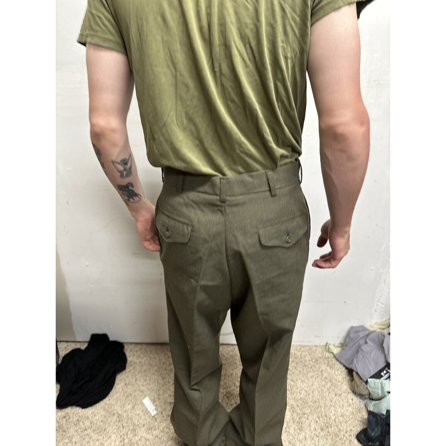 Men’s Usmc Marines Green Size 35L Wool Uniform Pants  Only