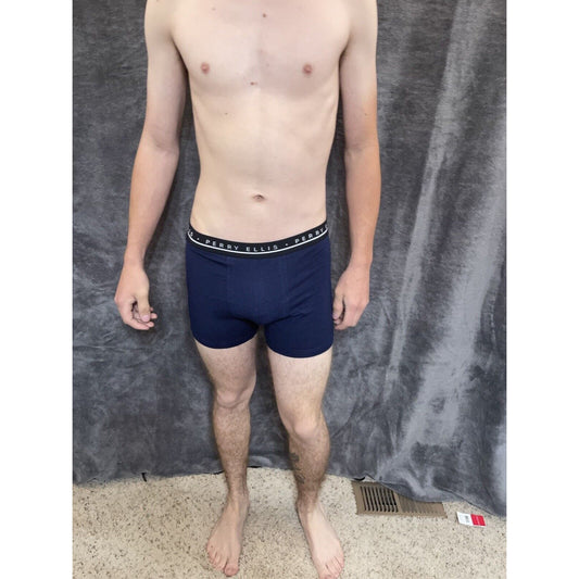 men's Large  perry ellis dark blue compression boxer brief 5% spandex